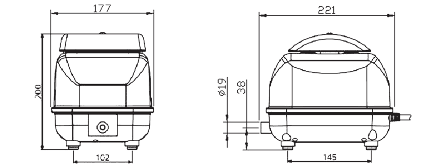 SECH dmuchawa membranowa JDK-30 wymiary