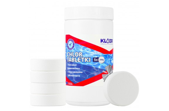 Kloer Chlor Tabletki chlorowe wolnorozpuszczalne 200g chlor do basenu 1kg