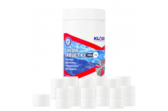 Kloer Chlor Tabletki chlorowe wolnorozpuszczalne 20g chlor do basenu 1kg