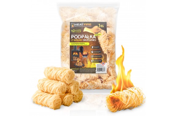 HeatFire Naturalna podpałka z wełny drzewnej rozpałka do grilla i kominka 1kg