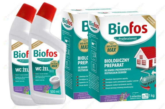 Biofos proszek do szamb 2 kg + 2 x WC Bio Żel 500 ml