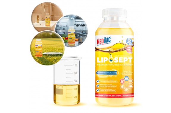 NeoBac Liposept odtłuszczacz biologiczny w płynie LIPAZA usuwa tłuszcz 500 ml
