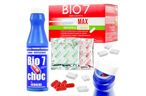 Bio7 MAX 2kg bakterie do oczyszczalni + Bio7 Choc starter 375g