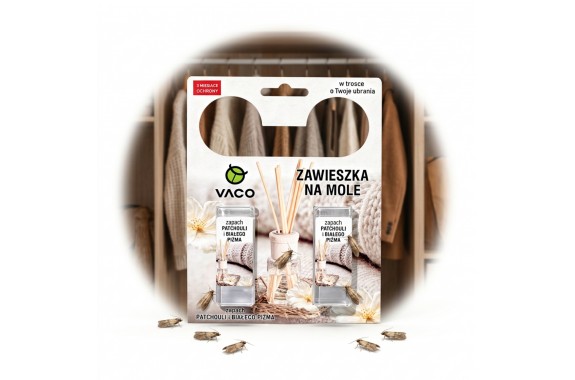 Zawieszka Żelowa do Szafy na Mole Ubraniowe Białe Piżmo i Patchoula VACO 2 szt.