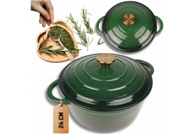 Garnek żeliwny emaliowany HAGE 4L 24 cm butelkowa zieleń Garnek żeliwny emaliowany HAGE 4L 24 cm butelkowa zieleń