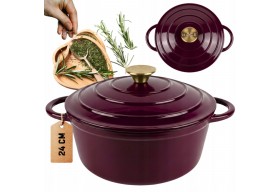 Garnek żeliwny emaliowany HAGE 4L 24 cm bakłażanowy