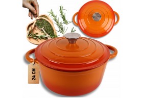 Garnek żeliwny emaliowany HAGE 4L 24 cm pomarańczowy