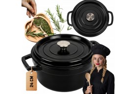 Garnek żeliwny emaliowany HAGE 4L 24 cm czarny