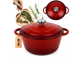 Garnek żeliwny emaliowany HAGE 4L 24 cm czerwony