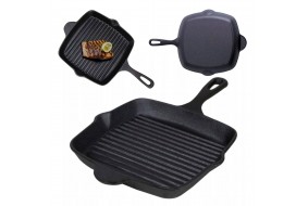 Kwadratowa Patelnia Żeliwna Grillowa HAGE 26x26 cm