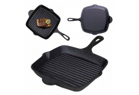 Kwadratowa Patelnia Żeliwna Grillowa HAGE 26x26 cm