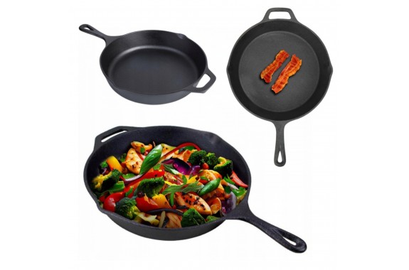 Patelnia Żeliwna z Uchem Grillowa Hage 26,5 cm Indukcja Ognisko Grill Gaz