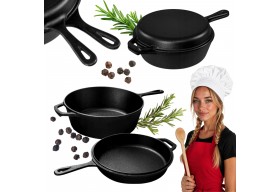 Rondel Żeliwny z Patelnią 3w1 Garnek HAGE 26 cm
