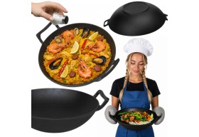 Wok Żeliwny do azjatyckiego stir fry patelnia HAGE 36 cm Wok Żeliwny do azjatyckiego stir fry patelnia HAGE 36 cm