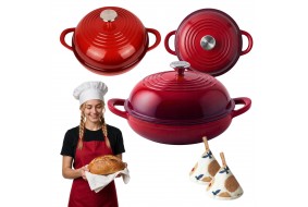 Żeliwny Garnek do Pieczenia Chleba Emaliowany HAGE 2L 26 cm Czerwony