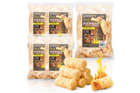 HeatFire Naturalna podpałka z wełny drzewnej rozpałka do grilla i kominka 1kg