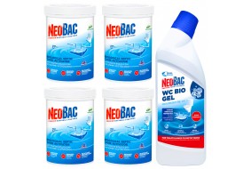 Zestaw NeoBac Aktywator 4x600g + Bio Żel WC 750 ml Nowa Formuła