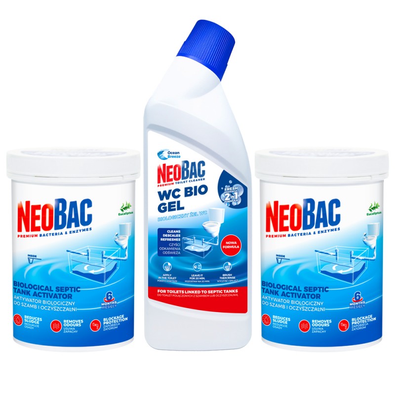 Zestaw Neobac Aktywator do oczyszczalni na ROK + Bio Żel 750 ml