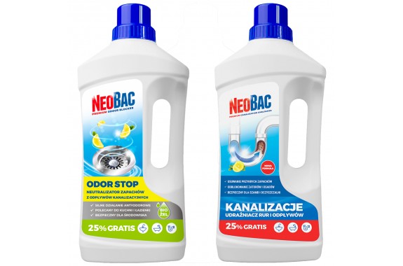 Zestaw NeoBac Kanalizacje Udrażniacz do rur + NeoBac Odor Stop