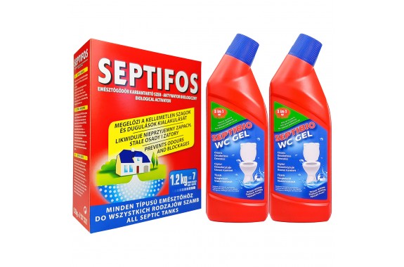 Zestaw Septifos preparat do szamb i oczyszczalni + 2x Bio Żel WC 750 ml