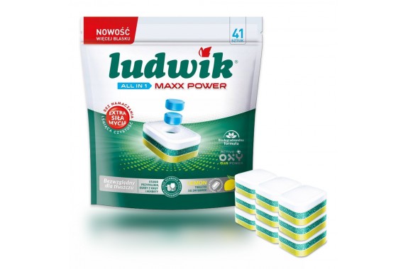 LUDWIK Max Power Tabletki do zmywarki All-in-One LEMON doypack 41 szt.