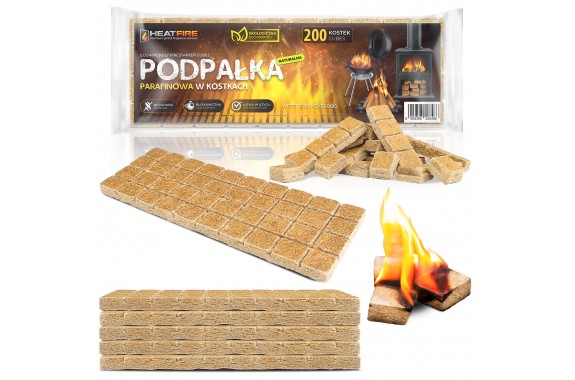 Ekologiczna podpałka w kostkach Heatfire rozpałka do kominka pieca grilla 200 kostek