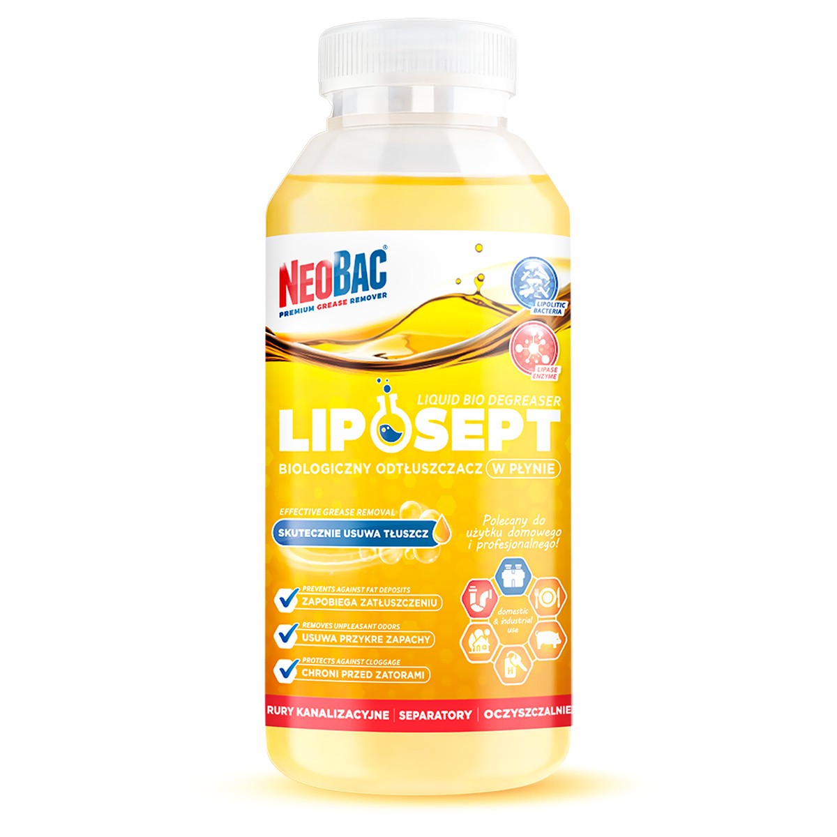 NeoBac Liposept odtłuszczacz biologicznych bezpieczny dla rur
