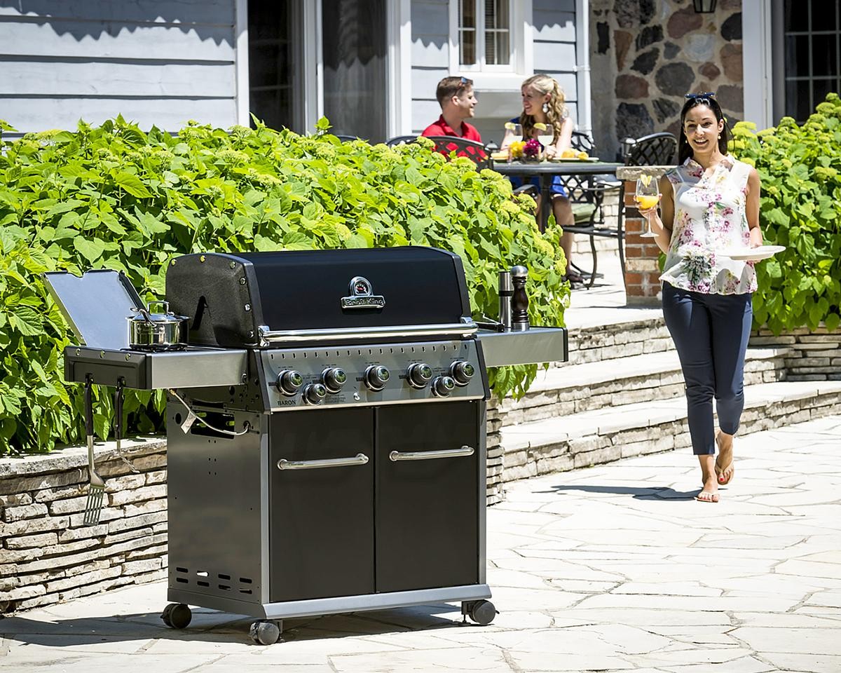 czarno-srebrny grill w ogrodzie - baron 590