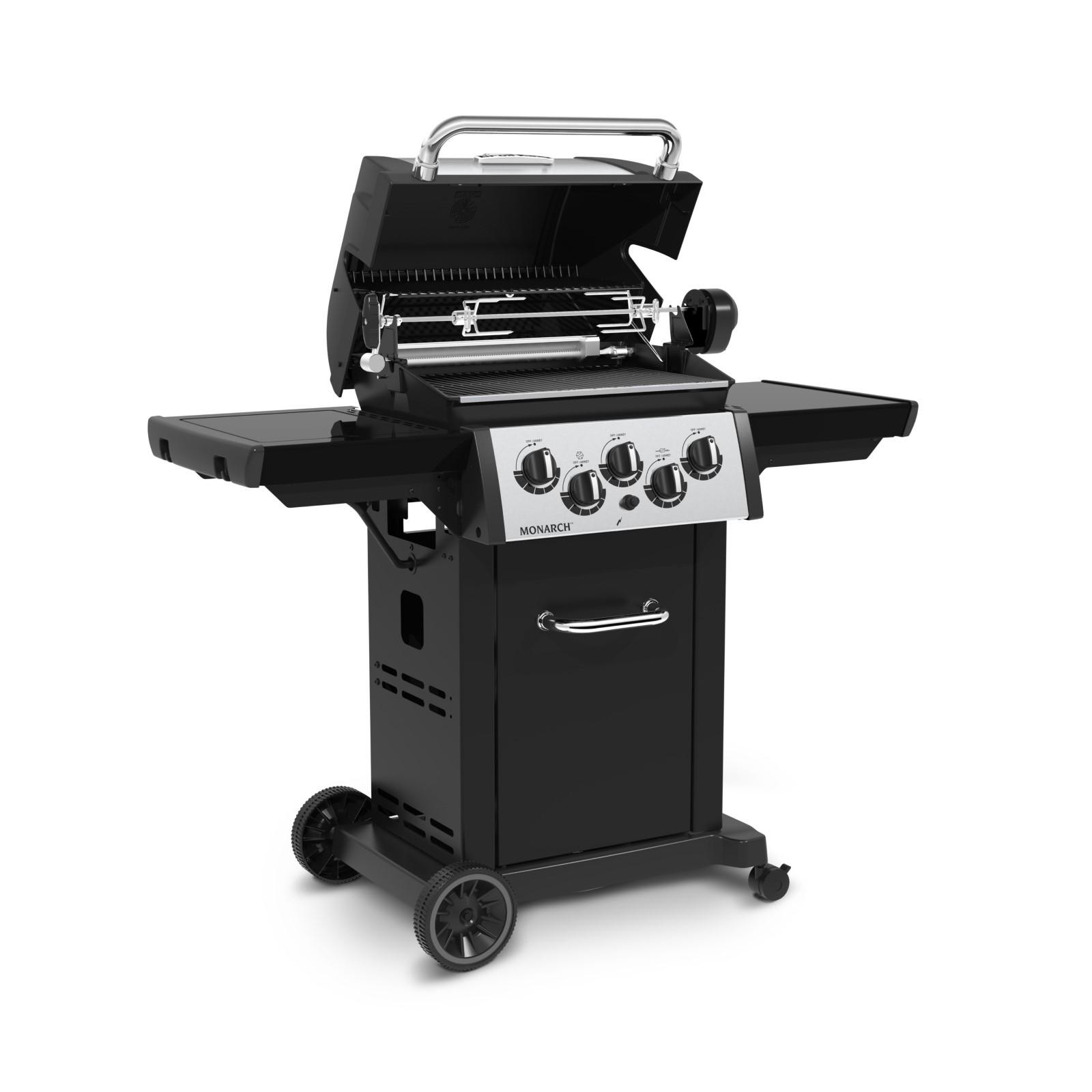 grill gazowy monarch 390 z kuchenką boczną i rożnem