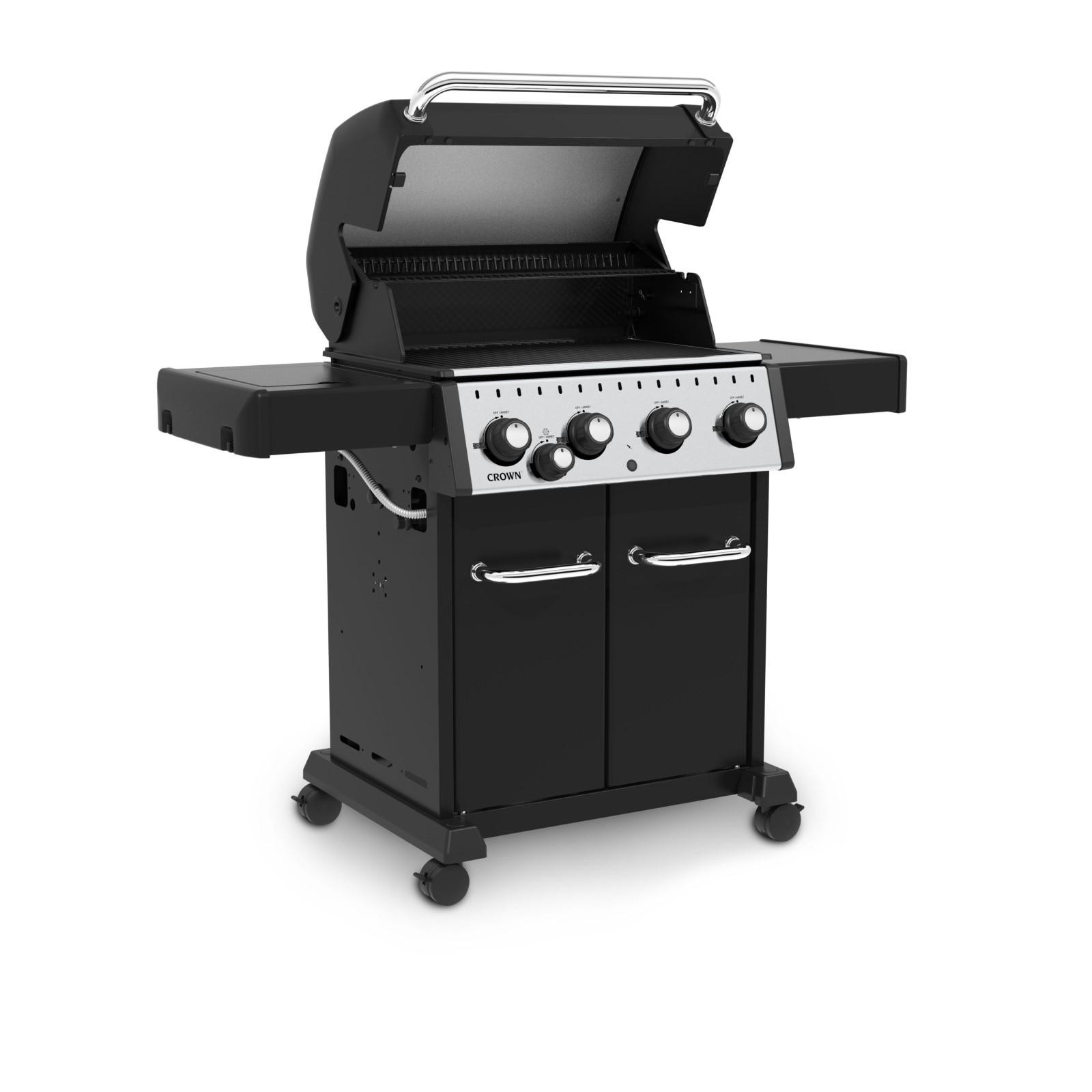 Solidny czarny grill ogrodowy - crown 440
