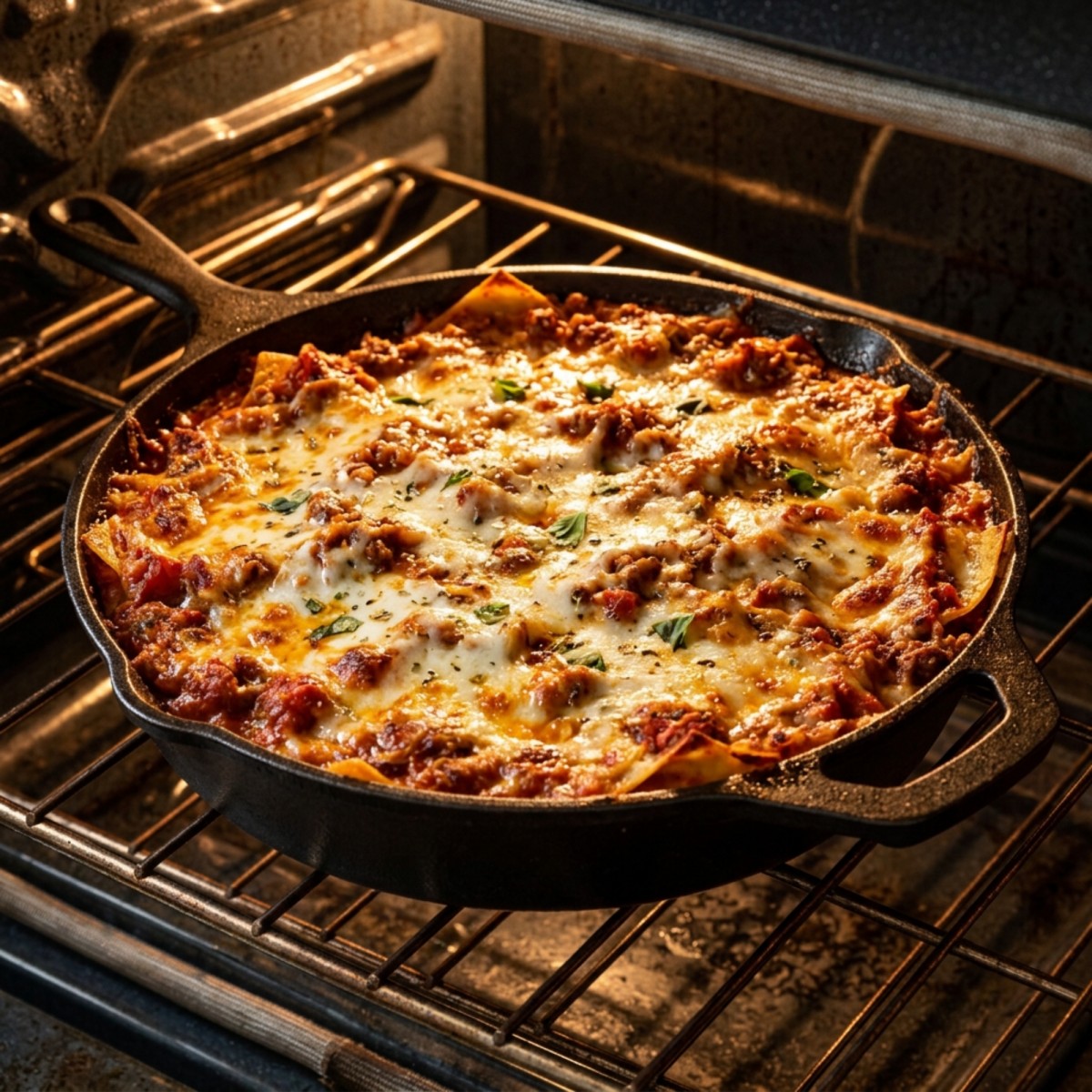 lasagne z piekarnika na patelni żeliwnej