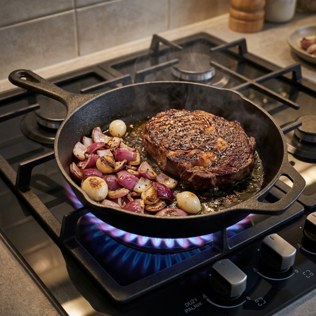 Patelnia Żeliwna z Uchem Grillowa Hage 26,5 cm Indukcja Ognisko Grill Gaz