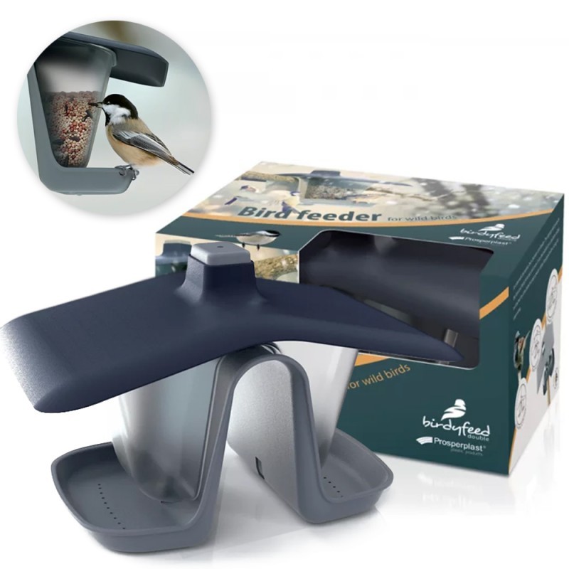 Karmnik dla ptaków Birdyfeed Double podwójny domek Szary