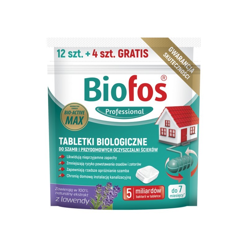 Biofos Tabletki biologiczne do szamba 12 szt + 4 szt gratis