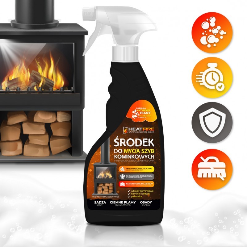 HeatFire Środek do mycia szyb kominkowych PIANKA do szyb kominkowych 500 ml