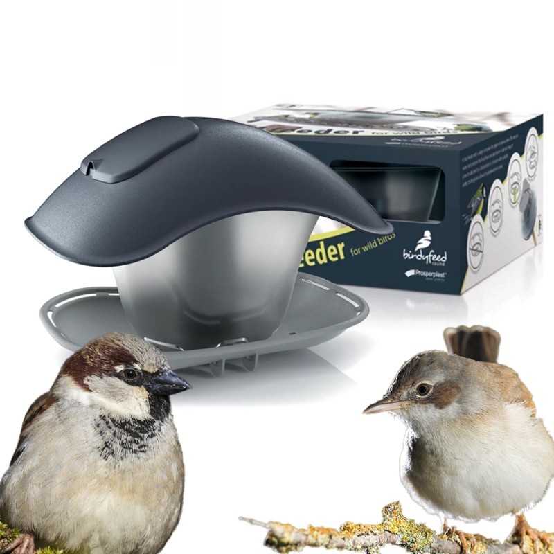 Karmnik dla ptaków domek z daszkiem Birdyfeed Square Szary