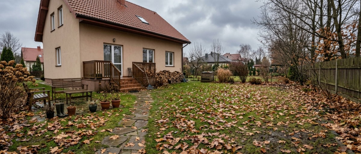 polski ogród i trawnik jesienią