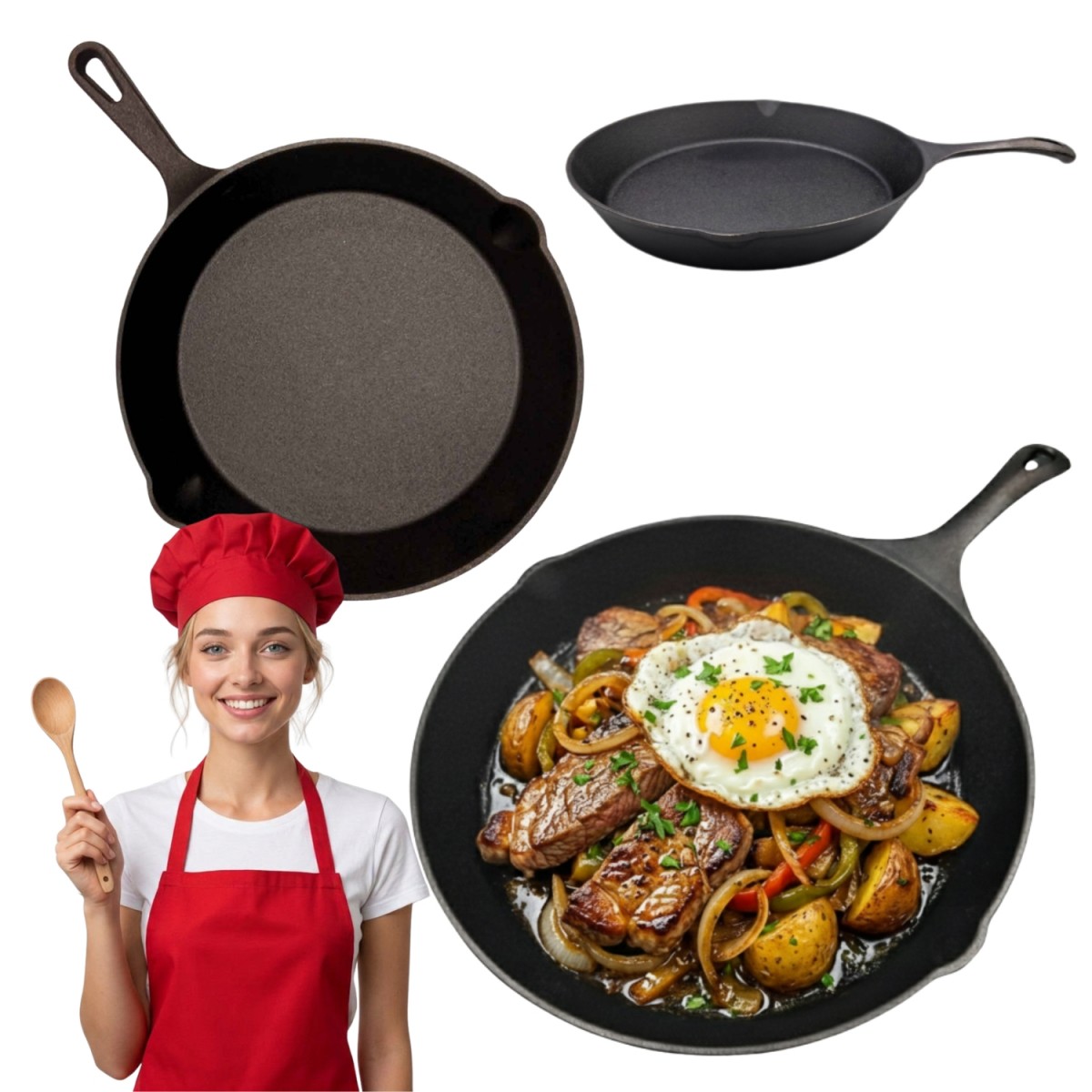 Patelnia Żeliwna Grill Piekarnik Indukcja HAGE 30 cm
