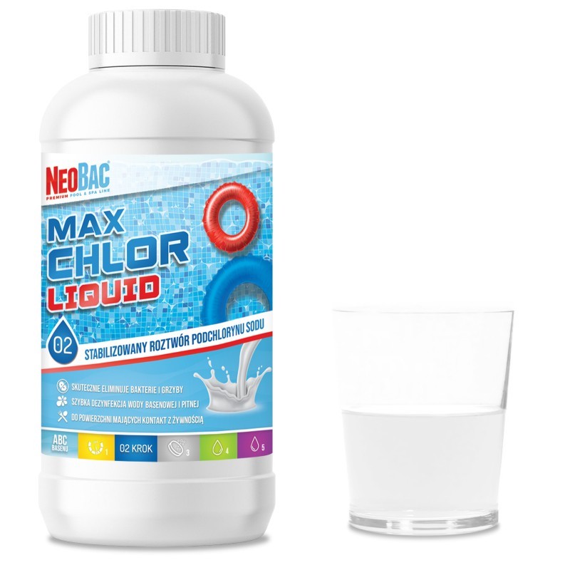 NeoBac Pool & Spa Max CHLOR Liquid podchloryn do dezynfekcji wody i powierzchni 1L