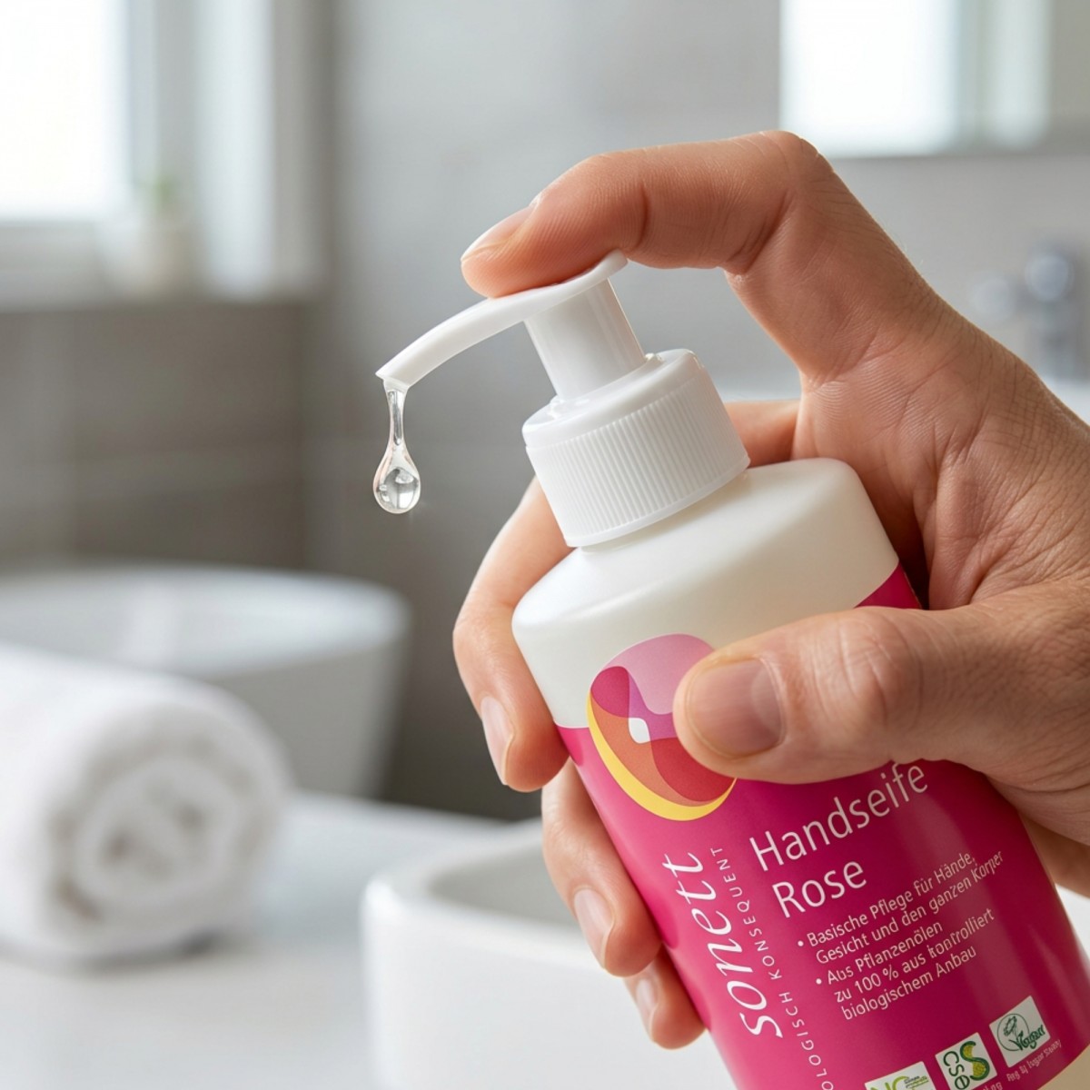 Ekologiczne Hipoalergiczne Mydło do Rąk Różane Sonett 300 ml
