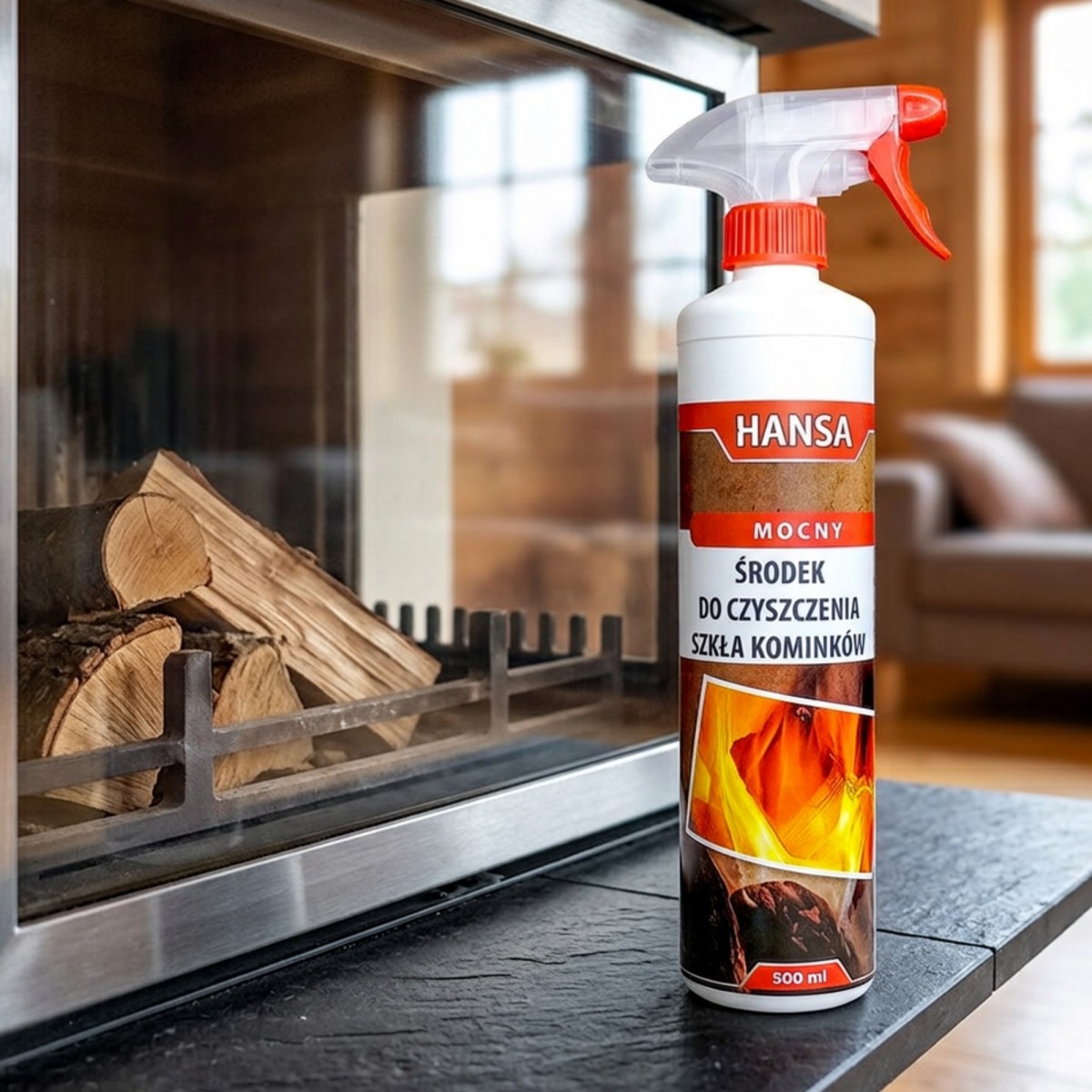 Hansa Mocny środek do czyszczenia szyb kominkowych usuwa sadzę 500 ml