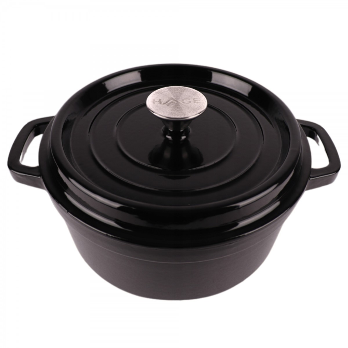 Garnek żeliwny emaliowany HAGE 4L 24 cm czarny