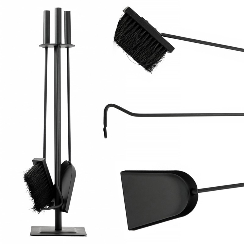 Zestaw kominkowych narzędzi pogrzebacz zmiotka szufelka + stojak 51 cm